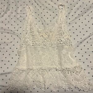Elegant White Crochet Lace Top